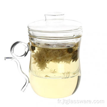 Tasse à thé en verre transparent avec infuseur et poignée